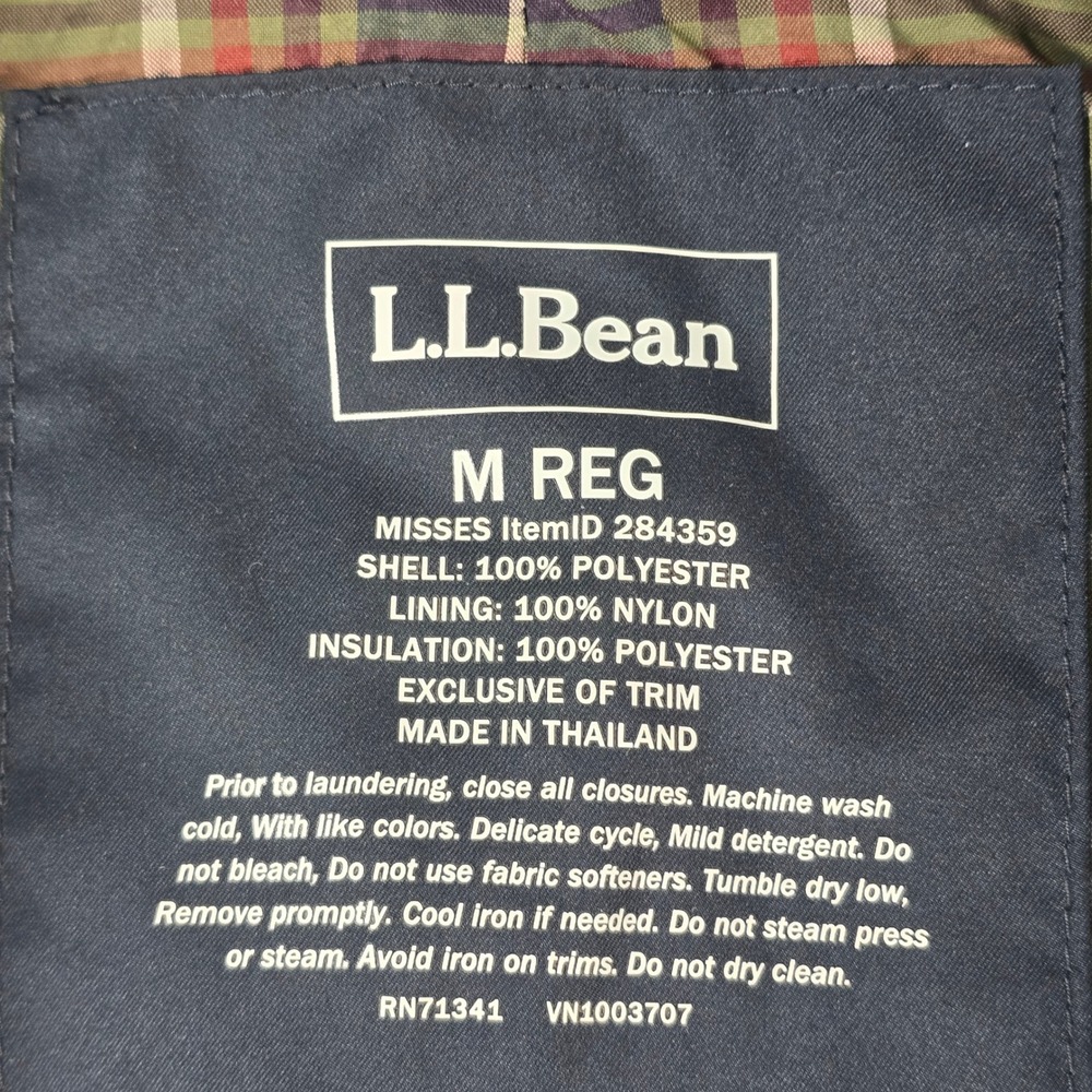 LL Bean Navy Blue Quilted Riding Jacket Plaid Lined Womens Medium Regular 284359 - Picture 6 of 7